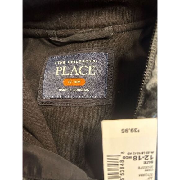 The Children’s Place zip up fleece black/gray camo NWT size 12 -18 months (4416) - Picture 4 of 5